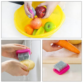 Openfly Potato and Carrot Cleanser highlights ergonomic grip for comfortable scrubbing.
