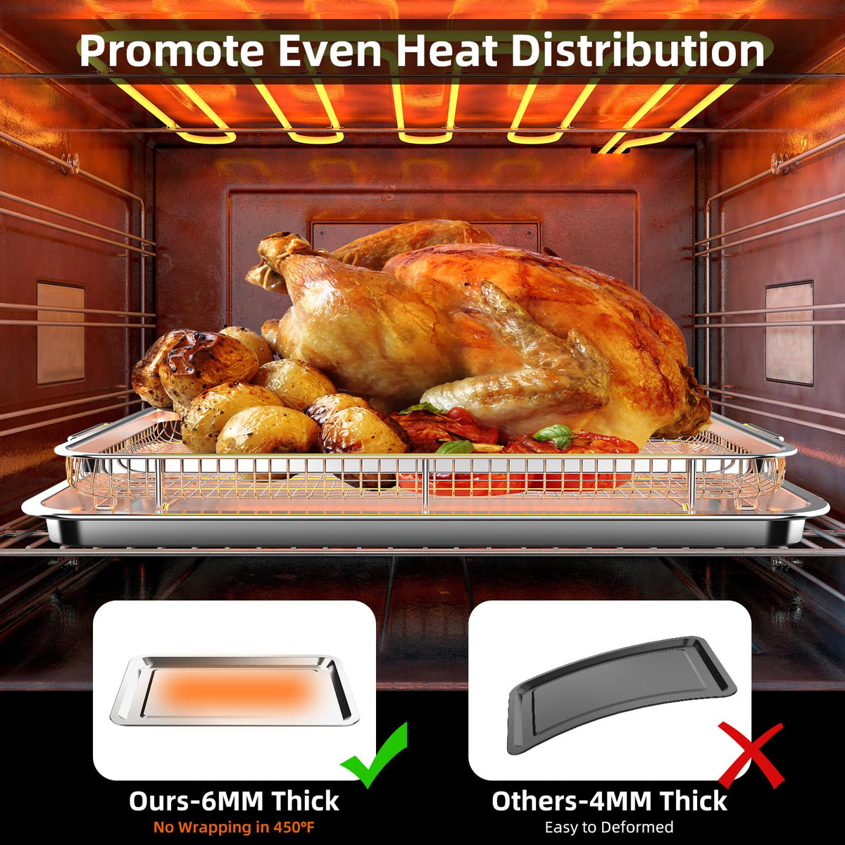 OPENICE air fryer tray catches grease to keep your oven cleaner