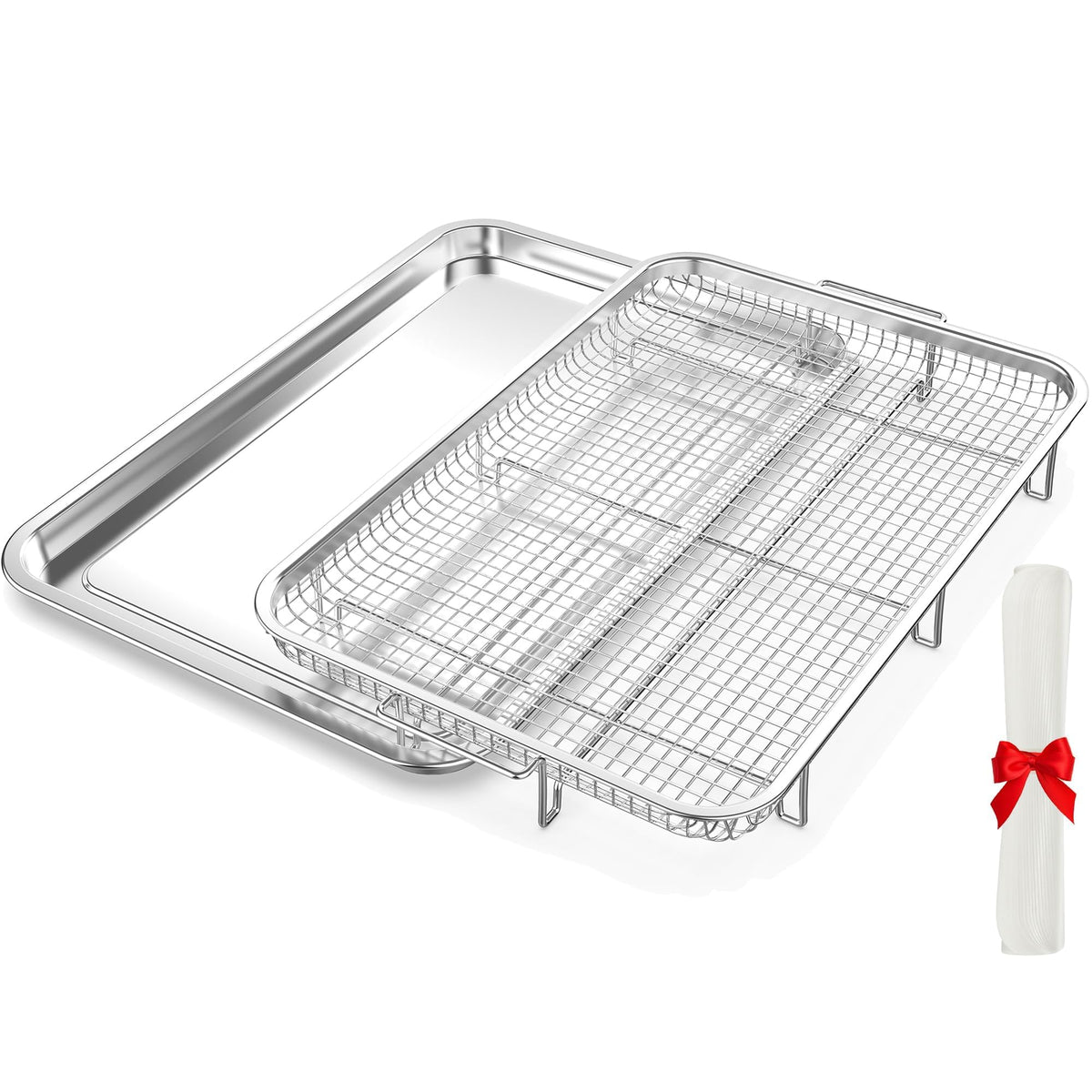 OPENICE extra-large oven air fryer basket delivers 360-degree heat for crispy results