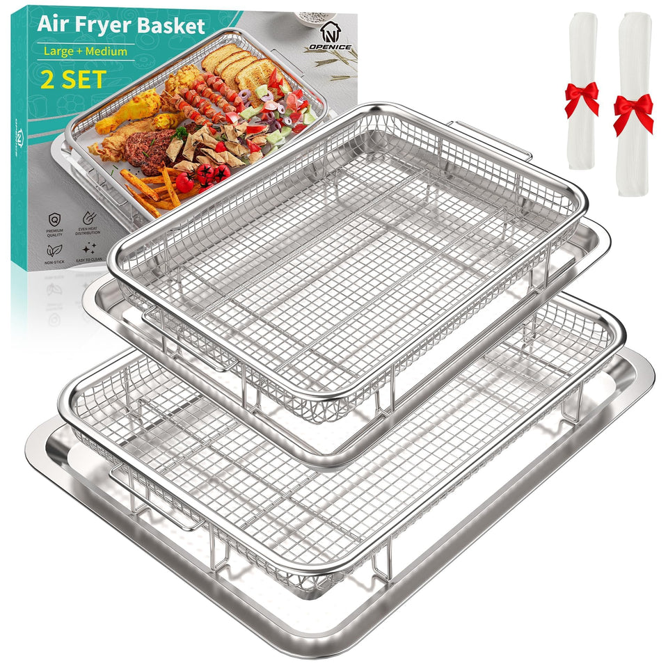 OPENICE large air fryer basket for oven delivers even browning and crisp texture.