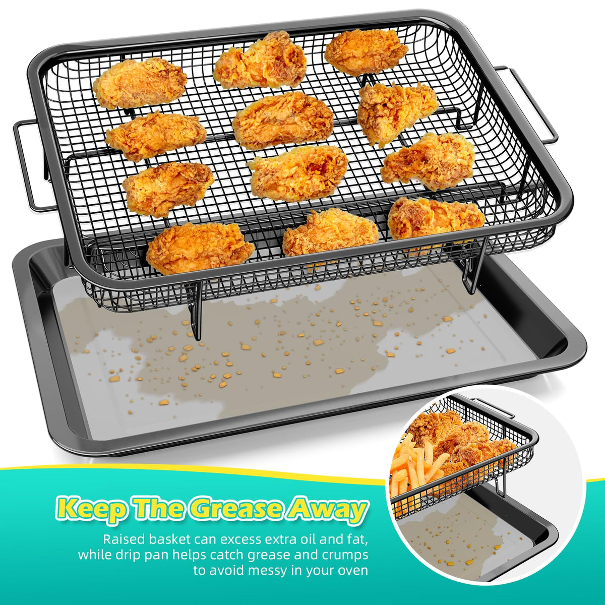 OPENICE medium air fryer basket ideal for mid-size meals and even cooking