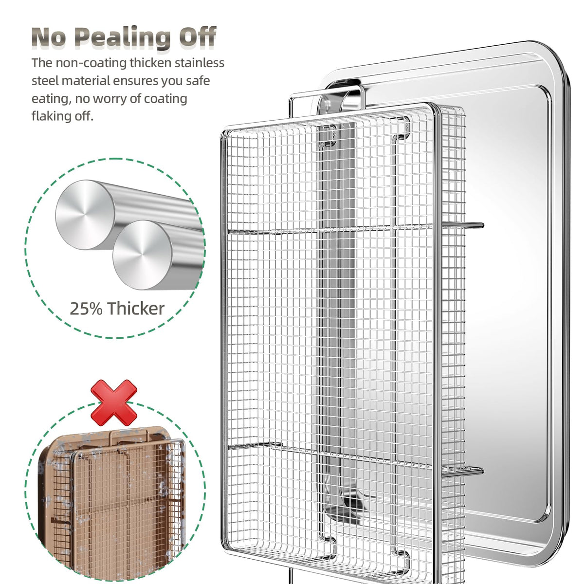 OPENICE raised feet design enhances 360-degree heat circulation for crispy results