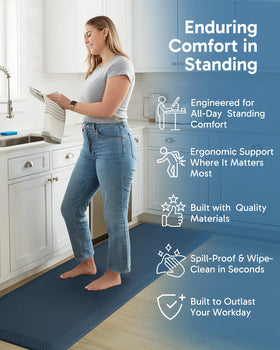 Ophanie beveled edge design minimizes trip risk in busy kitchens.