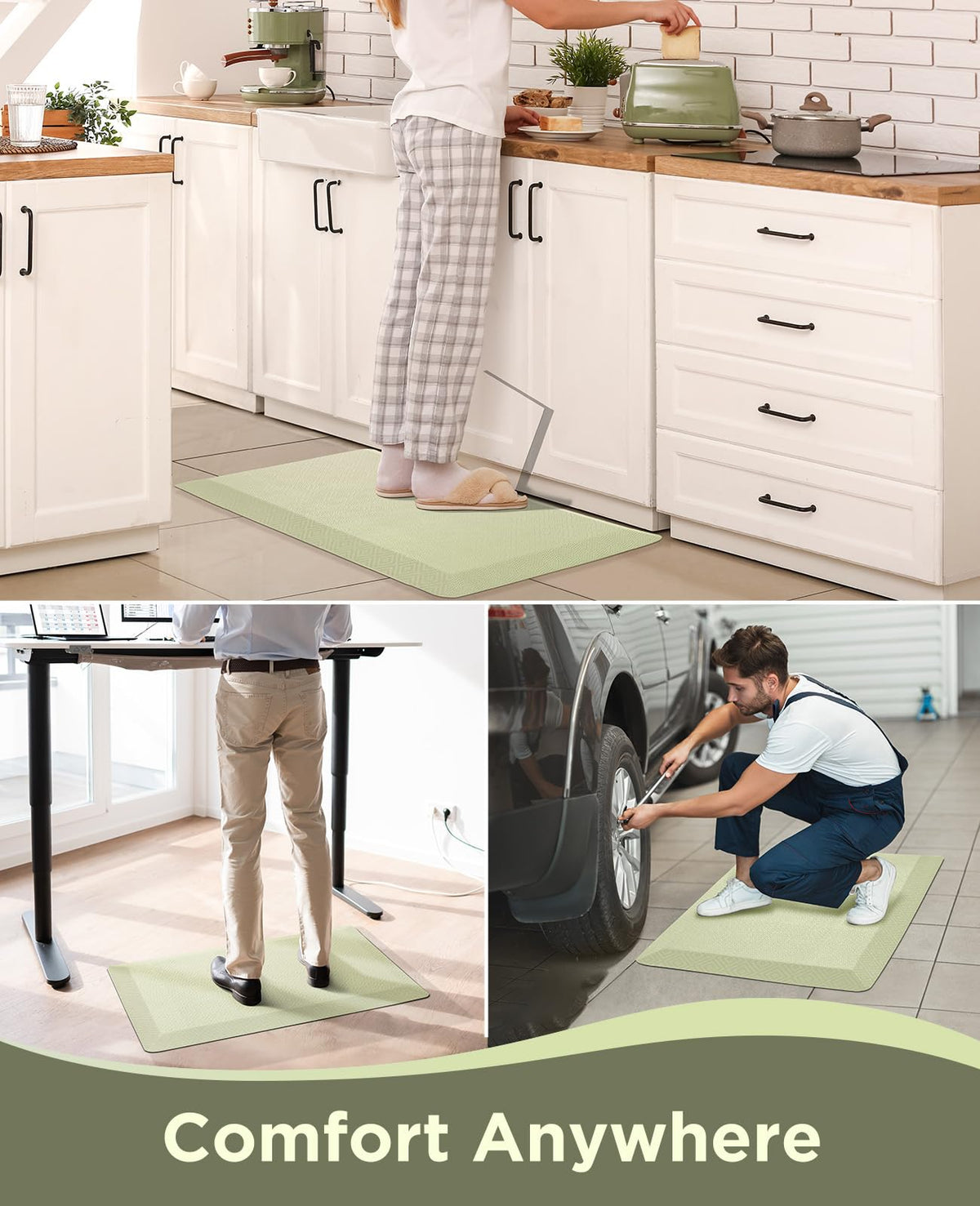 Ophanie mat with durable foam-core that withstands daily wear.