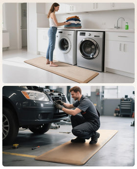 Ophanie Kitchen Mat beige color brings subtle, modern style to any space.