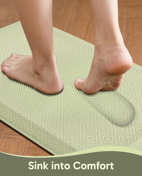 Ophanie kitchen mat cushion close-up emphasizing soft-touch surface for comfortable prep.