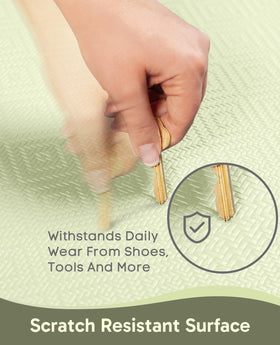 Ophanie kitchen mat edge beveled for smooth transition and safety.