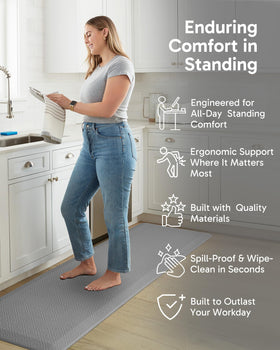 Ophanie kitchen mat with non-slip back helps stay in place