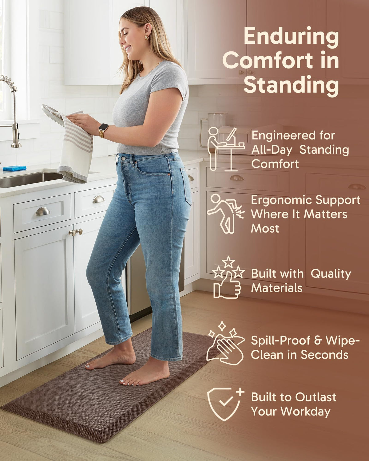 Ophanie kitchen mat textured surface for better grip during cooking
