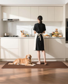 Ophanie kitchen mat waterproof PVC surface for easy cleaning.