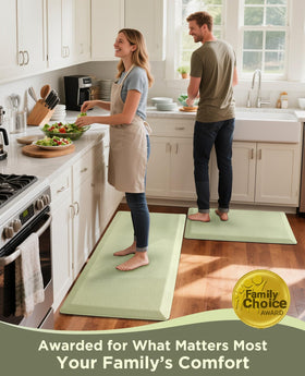 Ophanie kitchen mat waterproof surface resists spills and cleans easily.