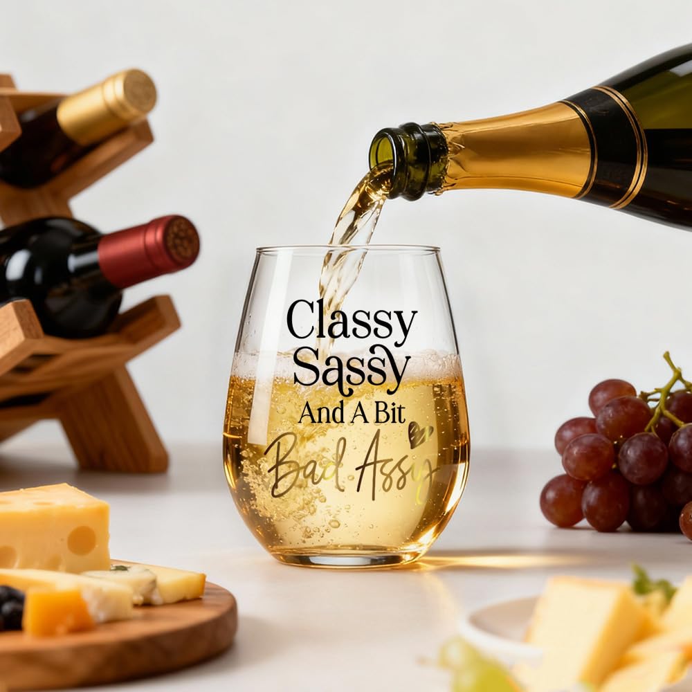 Opininqo Funny Gag Wine Glass side view, great for celebrations with friends.