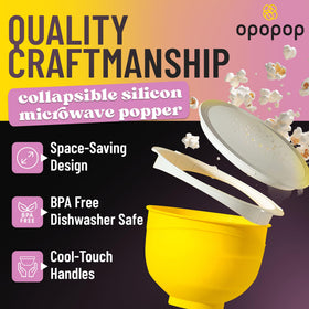 Opopop silicone popcorn popper is BPA-free and easy to clean after use