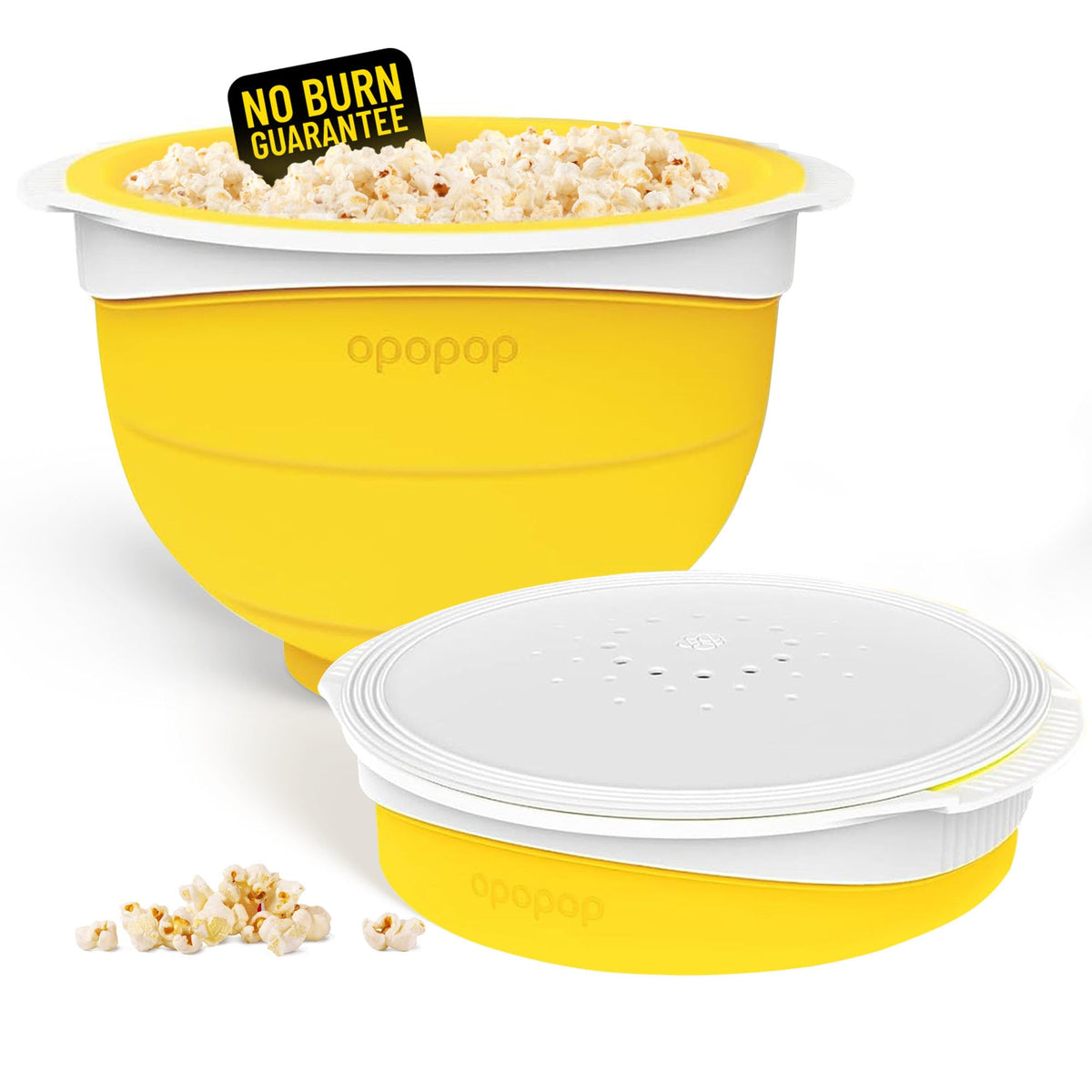 Opopop silicone popcorn popper collapsible bowl ready for quick microwave popcorn