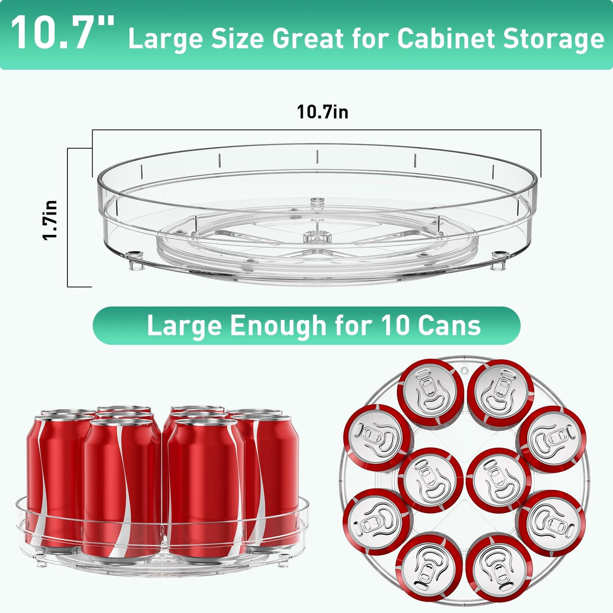 Optish Lazy Susan with raised edges keeps items secure during rotation in cabinets.