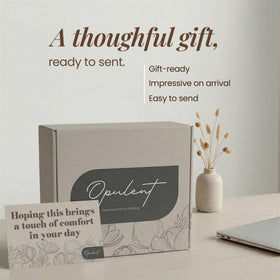 Opulent Salt & Sage candle adds soothing ambiance for relaxation.