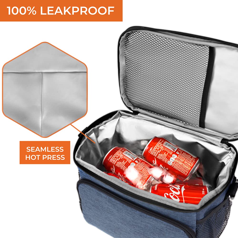 Opux insulated lunch bag side mesh bottle holder for quick drinks.