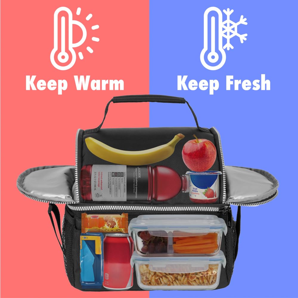 Opux insulated lunch bag preserves temperature for hot or cold meals.