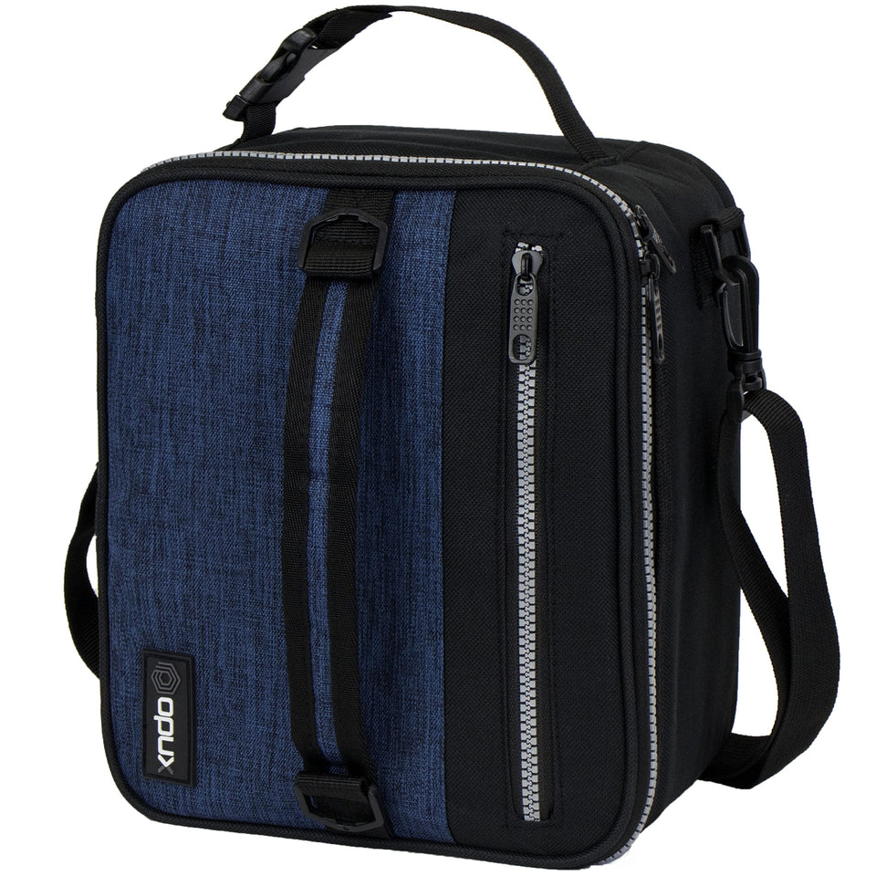 OPUX insulated lunch box in Heather Navy with compact design for easy daily carry