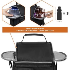 Opux large main compartment fits multiple containers and snacks.