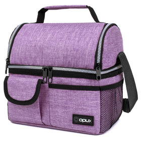 Opux Lunch Bag dual-compartment front view for organized meals and snacks on the go.
