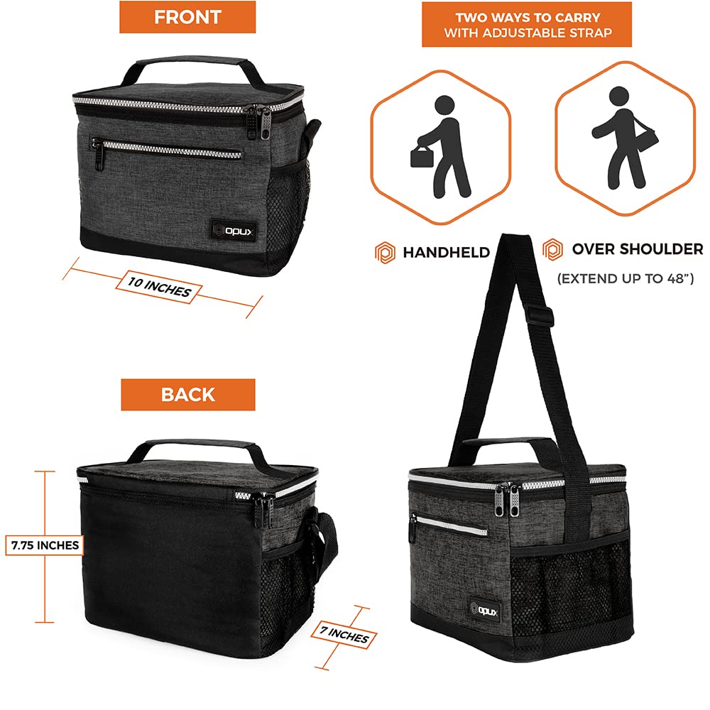 Opux lunch bag front pocket to organize utensils and snacks