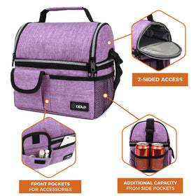 Opux large lunch bag with front pockets for utensils and phone storage.