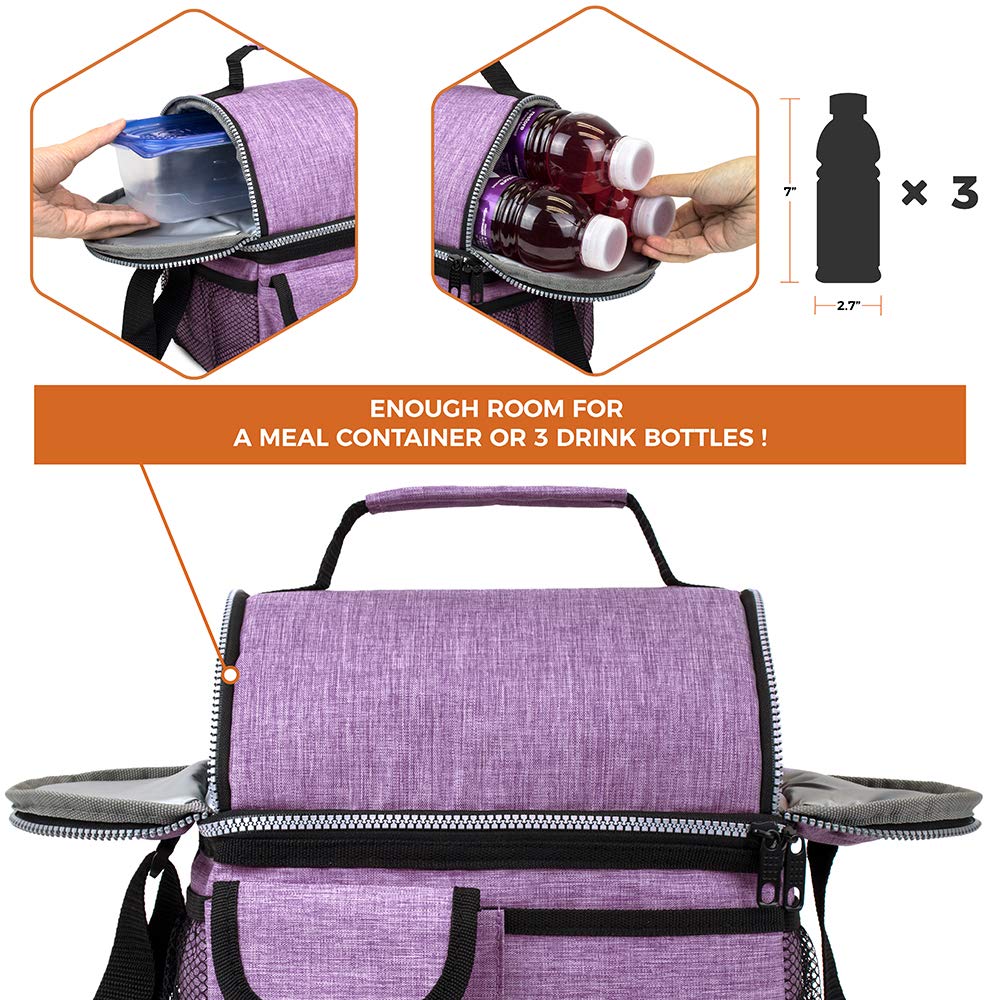 Opux Lunch Bag reinforced zippers for durable, easy access to contents.