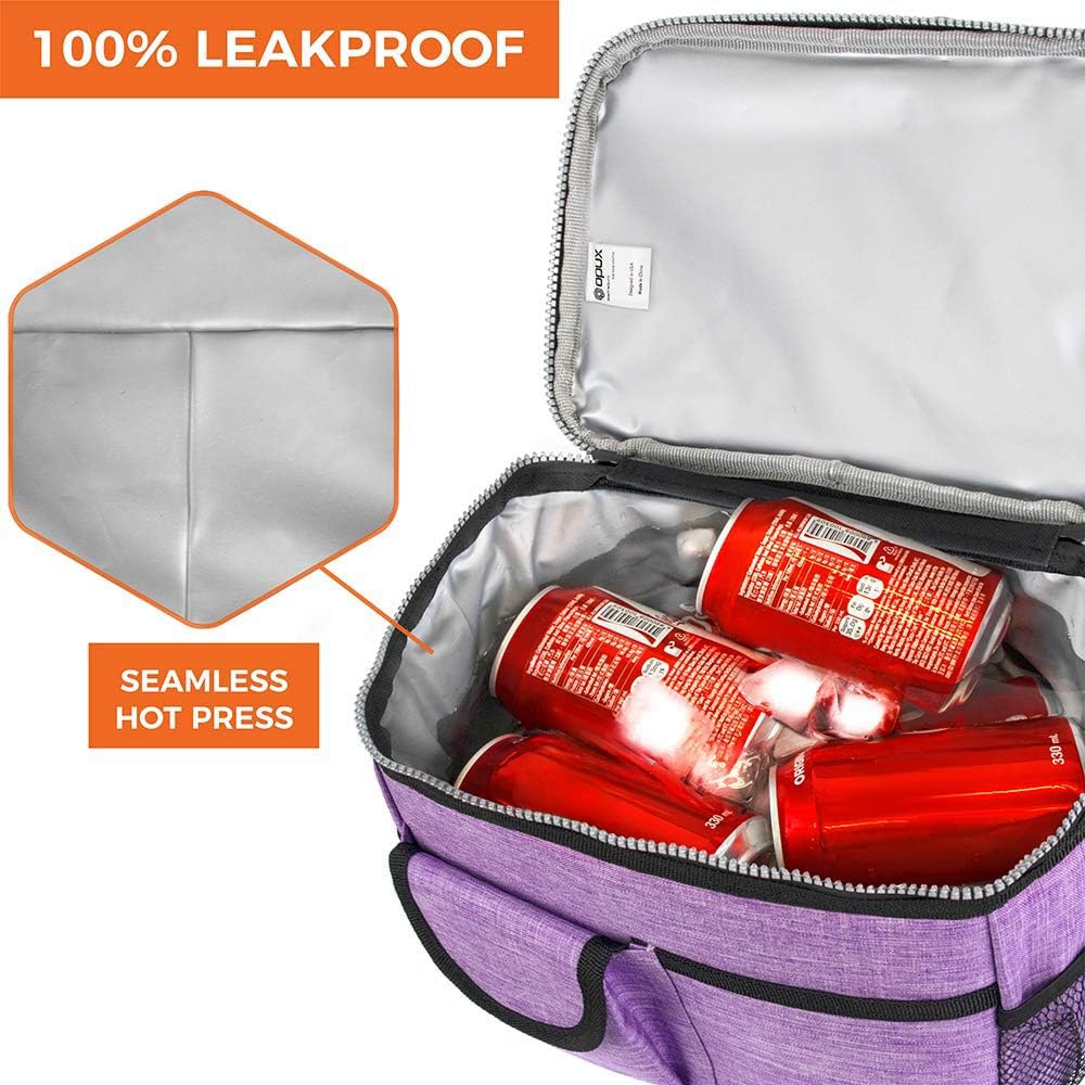 Opux Lunch Bag side mesh pockets hold water bottles and drinks.