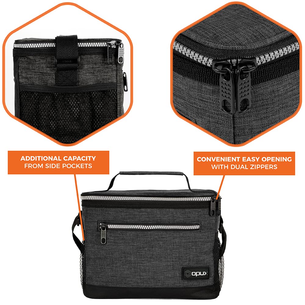 Opux lunch bag waterproof interior lining protects contents during travel