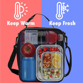 OPUX lunch box interior mesh pocket stores utensils for mess-free meals