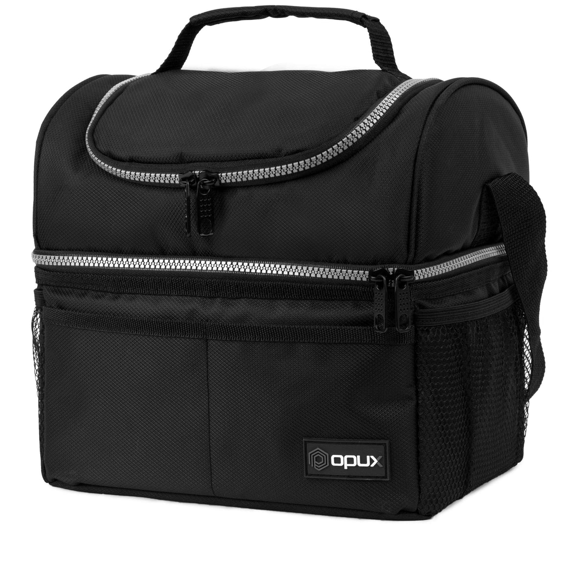 OPUX lunch box front view shows dual decks for hot and cold meals on the go.