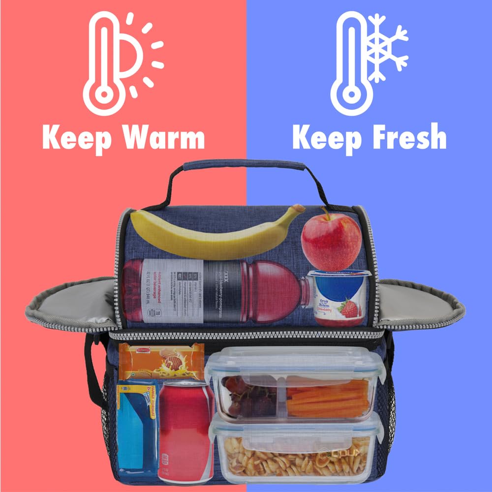 OPUX lunch box side mesh pocket for convenient bottle storage.