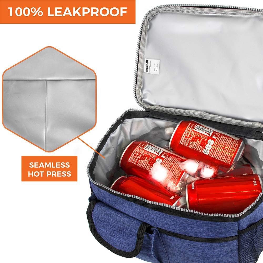 OPUX lunch box water bottle pocket and front pockets for essentials.