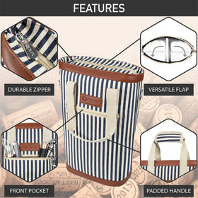 OPUX navy-striped tote designed for BYOB picnics and outdoor gatherings