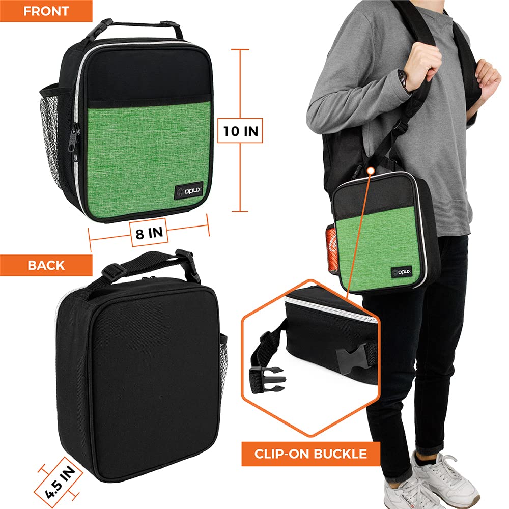 opux lunch bag front pocket for utensils and small essentials