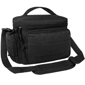OPUX tactical lunch box in black with spacious main compartment for meals.