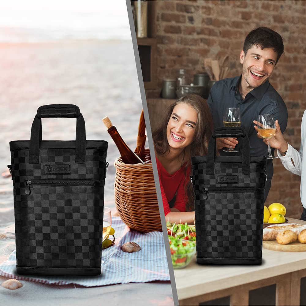 OPUX travel friendly two bottle wine carrier for BYOB events.