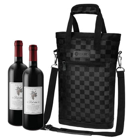 OPUX two-bottle wine tote keeps bottles secure for on-the-go picnics.