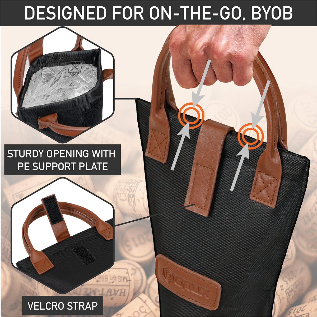 Opux leakproof interior helps prevent spills while traveling.