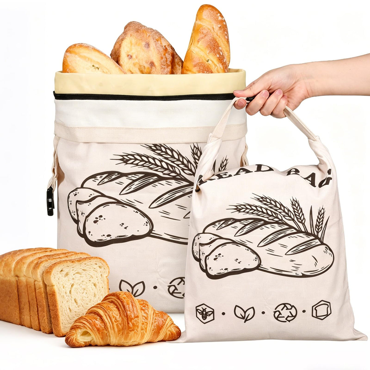 Opvener beeswax bread bags XL pack preserves loaf freshness for longer storage.