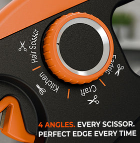 Orange Ninja Sharpener fabric scissors setting restores fabric-cutting precision.