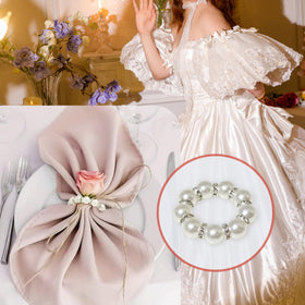 Orbflair napkin ring closeup showing pearl beads and subtle sparkle