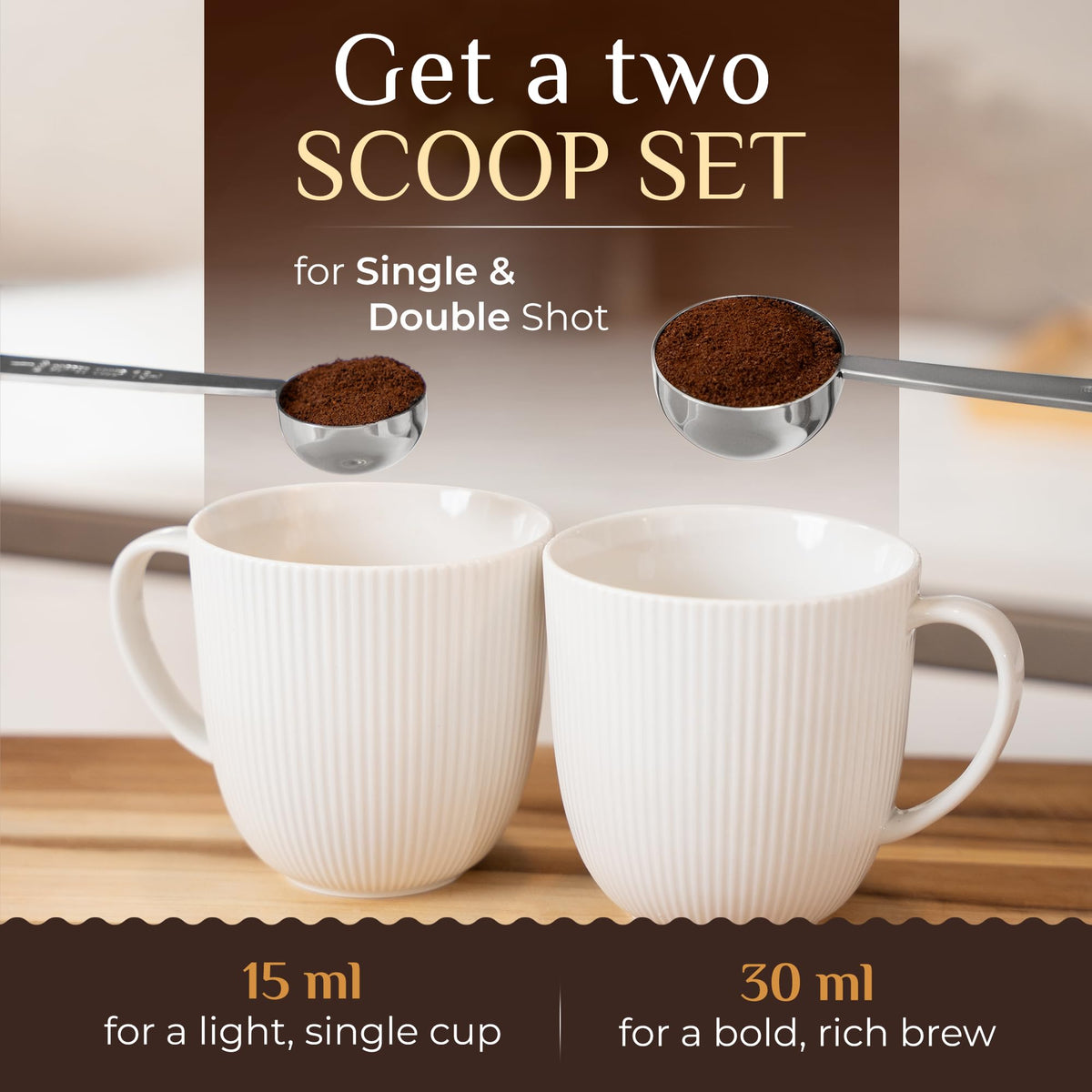 Orblue long-handle scoop reaching deep jars with minimal mess