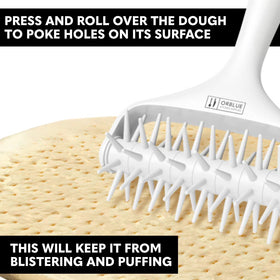 Orblue ergonomic handle provides a comfortable grip during dough docking
