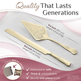 Orblue gift-ready cake cutting set close-up emphasizes premium presentation for celebrations.