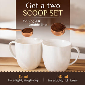 Orblue long-handle coffee scoop reaches bottom jars without mess on counters.