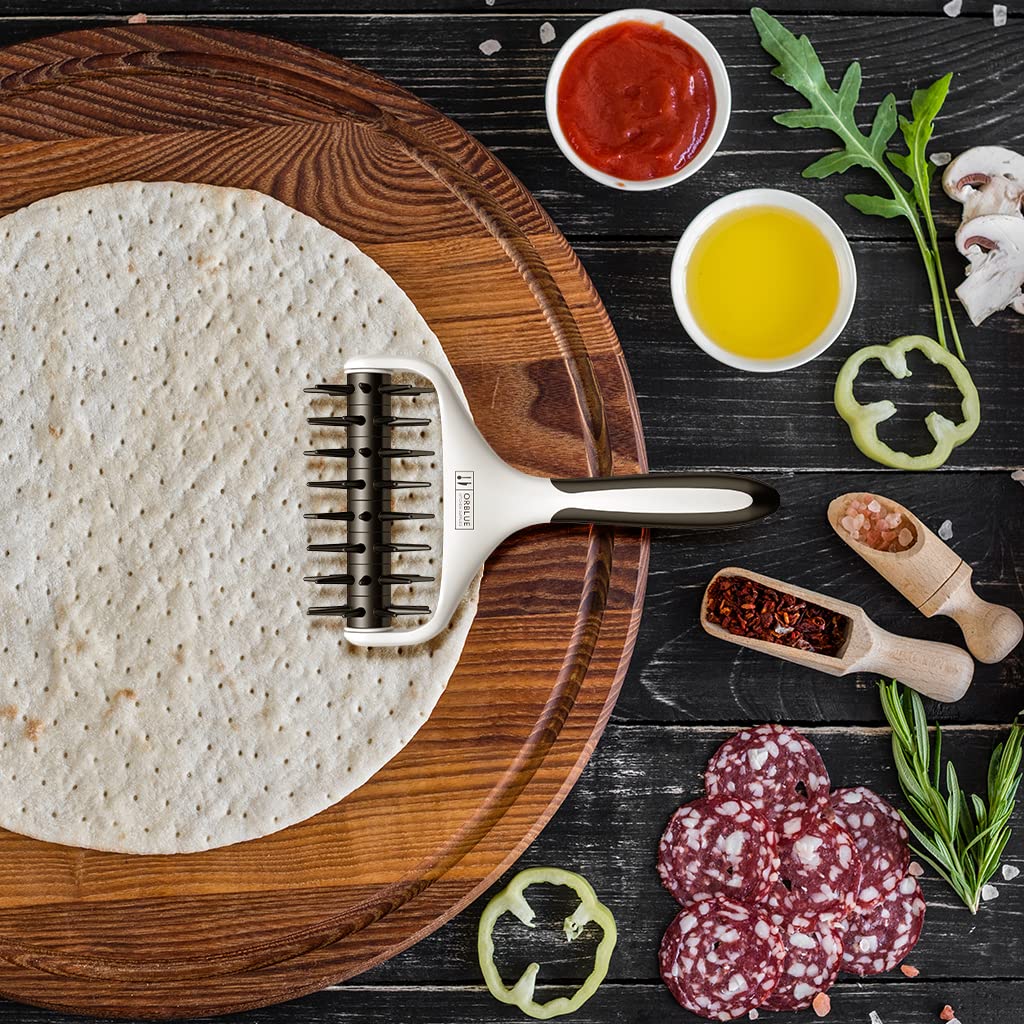 Orblue pizza dough docker roller black design adds professional look.