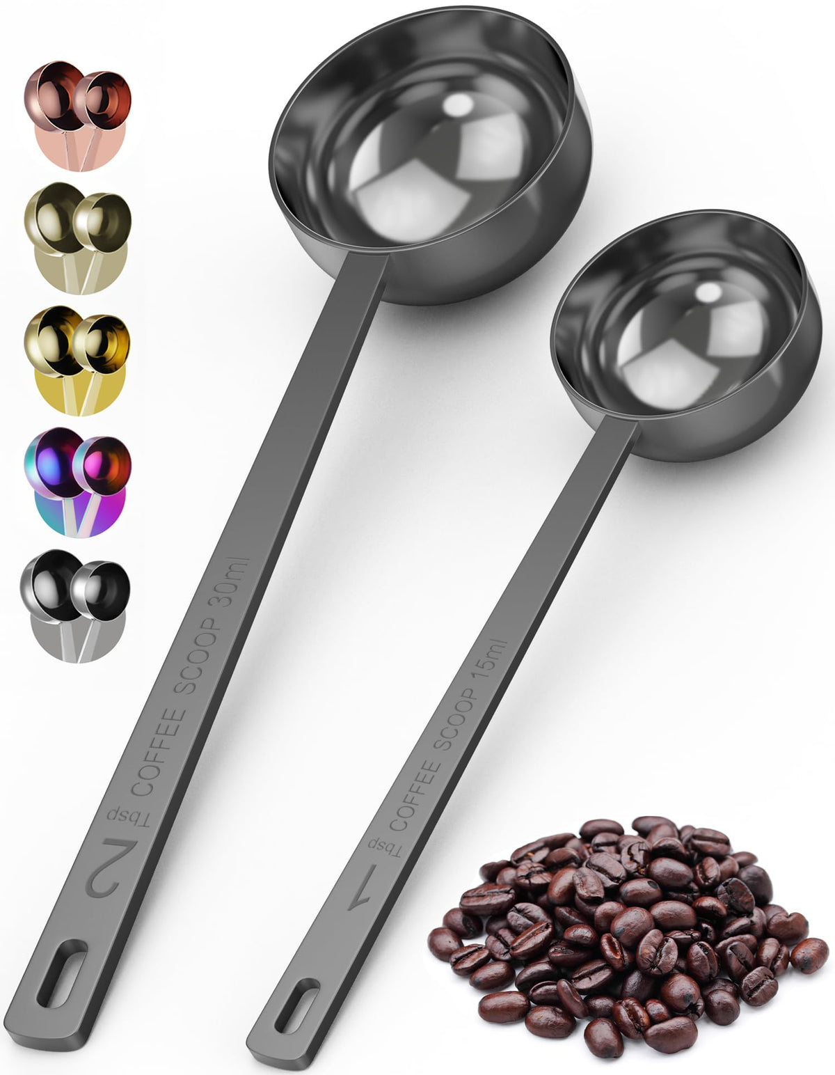 Orblue premium coffee scoop 1tbsp in polished stainless steel for precise dosing