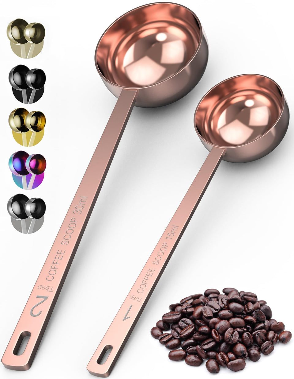 Orblue premium coffee scoop set, 1tbsp rose gold, precise coffee measurements for consistent brews.